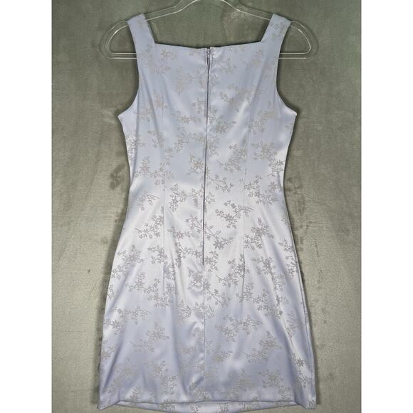 Vtg Y2K 90s Tank Dress 5 Lilac Silver Glitter Floral Mini Fairy Grunge Clueless - Picture 6 of 9